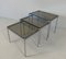 Mid-Century Italian 3-Chromed Metal & Glass Stackable Tray Tables, 1970s, Set of 2 3