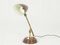 Lámpara de mesa Mid-Century ajustable de metal burdeos y latón, años 50, Imagen 9