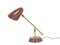 Small Mid-Century Adjustable Burgundy Metal & Brass Table Lamp, 1950s, Image 1