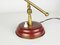 Small Mid-Century Adjustable Burgundy Metal & Brass Table Lamp, 1950s, Image 4