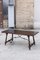 18th century Turned Walnut Coffee Table with Wrought Iron Lyre Brace, Spain 1