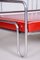 Red Bauhaus Sofa in Leather and Tubular Chrome, 1930s 7