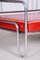 Red Bauhaus Sofa in Leather and Tubular Chrome, 1930s, Image 7