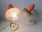 Verstellbare Vintage Vintage Nachttischlampen in Rot, 2er Set 10