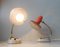Verstellbare Vintage Vintage Nachttischlampen in Rot, 2er Set 4