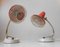 Verstellbare Vintage Vintage Nachttischlampen in Rot, 2er Set 2