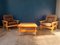 Armchairs and Coffee Table in Pine, 1970s, Set of 3 2