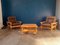 Armchairs and Coffee Table in Pine, 1970s, Set of 3 1