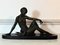 Armand Godard, Art Deco Woman Sitting with Doves, 1930, Marble, Image 11