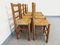 Brutalist Wooden & Straw Chairs, 1960s, Set of 8 3