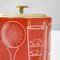 Kühlbox aus Metall mit Lithografie-Dekoration auf rotem Hintergrund von Piero Fornasetti für Fiat, 1960er 2