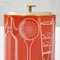 Metal Ice Box with Lithograph Decorations on Red Background by Piero Fornasetti for Fiat, 1960s, Image 3