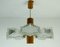 Mid-Century Chandelier in Teak and Glass, 1960s, Image 8