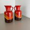 Fat Lava Op Art Pottery Multi-Color Vases attributed to Jasba Ceramics Germany, 1970s, Set of 2 2