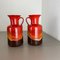 Fat Lava Op Art Pottery Multi-Color Vases attributed to Jasba Ceramics Germany, 1970s, Set of 2 5