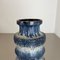 Blaue Fat Lava Zickzack Vase von Scheurich, Germany Wgp, 1970er 8