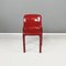 Modern Italian Plastic Red Chairs Selene attributed to Vico Magistretti for Artemide, 1960s, Set of 4 2