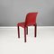 Modern Italian Plastic Red Chairs Selene attributed to Vico Magistretti for Artemide, 1960s, Set of 4 4