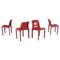 Modern Italian Plastic Red Chairs Selene attributed to Vico Magistretti for Artemide, 1960s, Set of 4 1