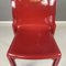 Modern Italian Plastic Red Chairs Selene attributed to Vico Magistretti for Artemide, 1960s, Set of 4 11