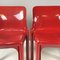 Modern Italian Plastic Red Chairs Selene attributed to Vico Magistretti for Artemide, 1960s, Set of 4 8