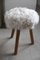 Mid-Century Danish Tripod Stool in Beech & Lambswool, 1960s 3