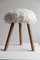 Mid-Century Danish Tripod Stool in Beech & Lambswool, 1960s 5