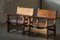 Brutalist Modern Spanish Armchairs in Oak & Cognac Leather by Kaare for Klint, 1960s, Set of 2, Image 5