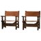 Brutalist Modern Spanish Armchairs in Oak & Cognac Leather by Kaare for Klint, 1960s, Set of 2, Image 1