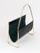 Mid-Century Magazine Rack in Brass and Black Leather by Carl Auböck, 1950s, Image 10