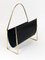 Mid-Century Magazine Rack in Brass and Black Leather by Carl Auböck, 1950s 11