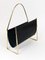 Mid-Century Magazine Rack in Brass and Black Leather by Carl Auböck, 1950s, Image 11