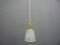 Vintage Pendant Lamp in Ice Glass and Brass, 1960s 3
