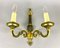 Vintage Double-Arm Wall Sconce in Gilt Brass and Enamel by Lumalux Paris 1