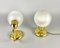 Vintage Wall Sconce and Table Lamp in Milk Glass and Gilt Brass, Set of 2 3