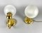 Vintage Wall Sconce and Table Lamp in Milk Glass and Gilt Brass, Set of 2 1