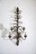 Wrought Iron 5-Light Wall Lamp with Leaf and Gold Decorations and White Painted Flowers 1