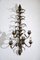 Wrought Iron 5-Light Wall Lamp with Leaf and Gold Decorations and White Painted Flowers, Image 3