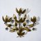 Wrought and Gilded Iron 4-Light Wall Light with Leaves and Flowers 1