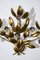 4-flammige Wandlampe aus Schmiedeeisen und vergoldetem Eisen mit Blättern und Blumen 7