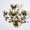 4-flammige Wandlampe aus Schmiedeeisen und vergoldetem Eisen mit Blättern und Blumen 2