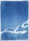 Kind of Cyan, Blue Tones Triptych of Serene Cloudy Sky, 2021, Cyanotype 4
