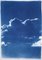 Art of Cyan, Blue Tones Triptychon von Serene Cloudy Sky, 2021, Cyanotypie 5