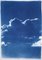 Kind of Cyan, Blue Tones Triptych of Serene Cloudy Sky, 2021, Cyanotype 5