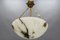 French White Alabaster and Bronze Pendant Light Fixture, 1920s 5