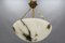 French White Alabaster and Bronze Pendant Light Fixture, 1920s, Image 5