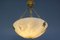 French White Alabaster and Bronze Pendant Light Fixture, 1920s, Image 7