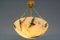 French White Alabaster and Bronze Pendant Light Fixture, 1920s 9