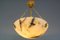 French White Alabaster and Bronze Pendant Light Fixture, 1920s, Image 9