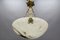 French White Alabaster and Bronze Pendant Light Fixture, 1920s 14